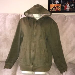 Levi’s standard fit medium green hooded zippered jacket sherpa lined 💕